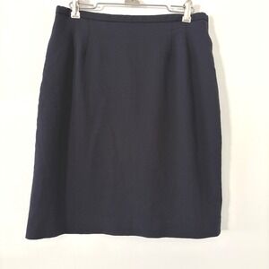 Lands'‎ End Women's Navy Blue Wool Blend Pencil Skirt Career